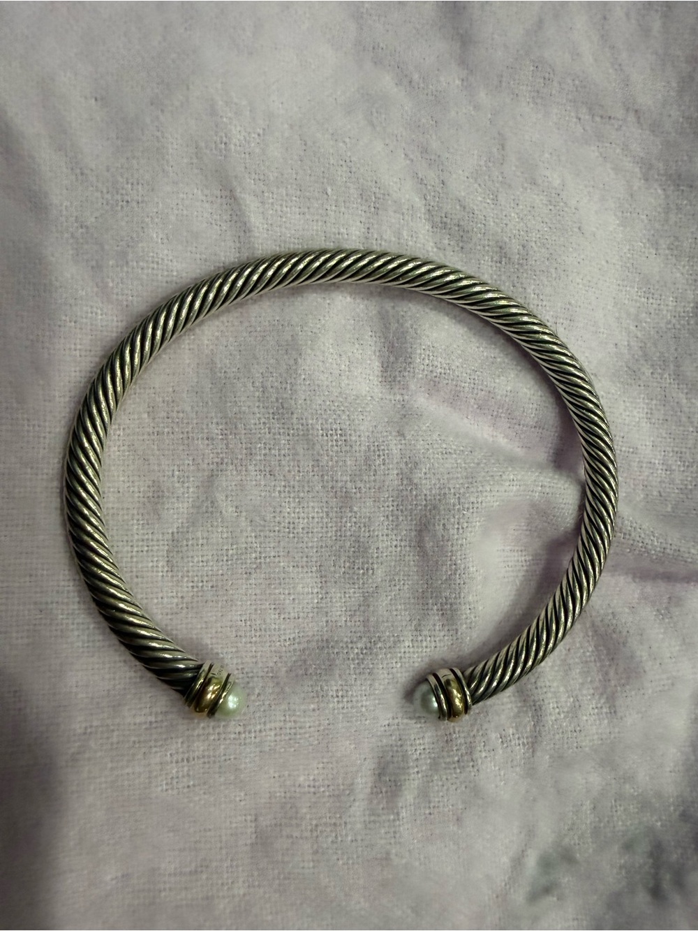 David Yurman 4mm Pearl Cable Cuff - Picture 1 of 2